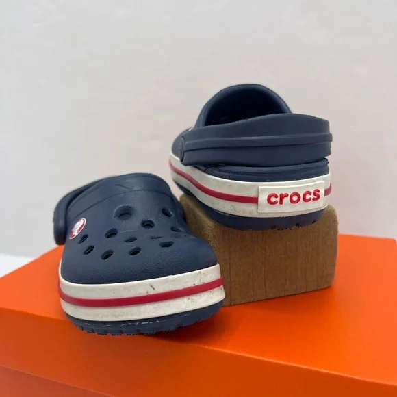 CROCS Kids Navy Blue Slippers - Picture 10 of 16